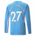 Camisola Manchester City Joao Cancelo 27 Equipamento Primeiro 2021-2022 Manga Comprida